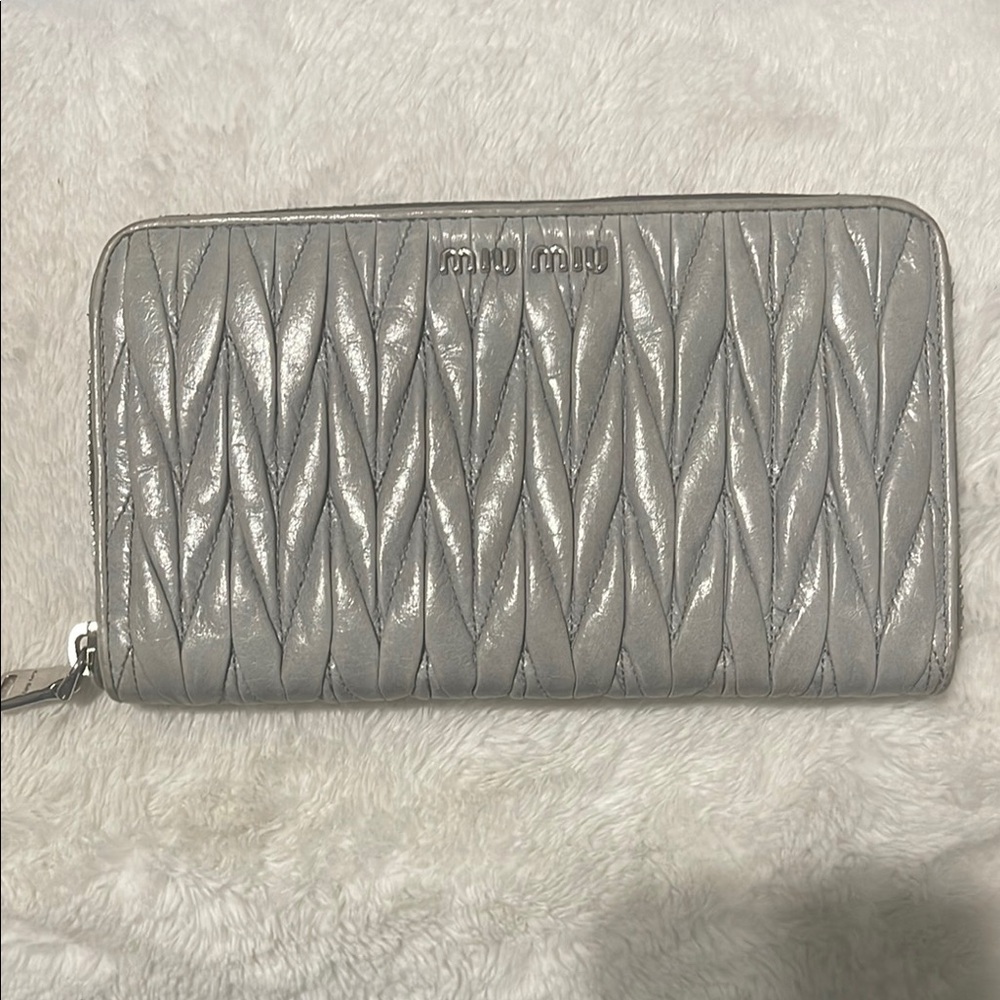 Authentic Miu Miu Quilted Matelassé Leather Wallet